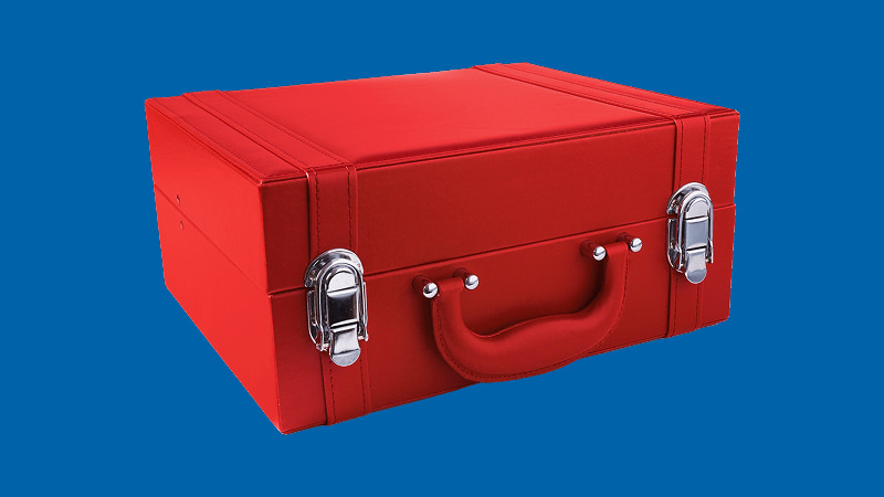 red briefcase