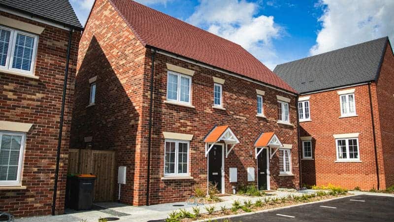 Two new mixed brick semi-detached houses
