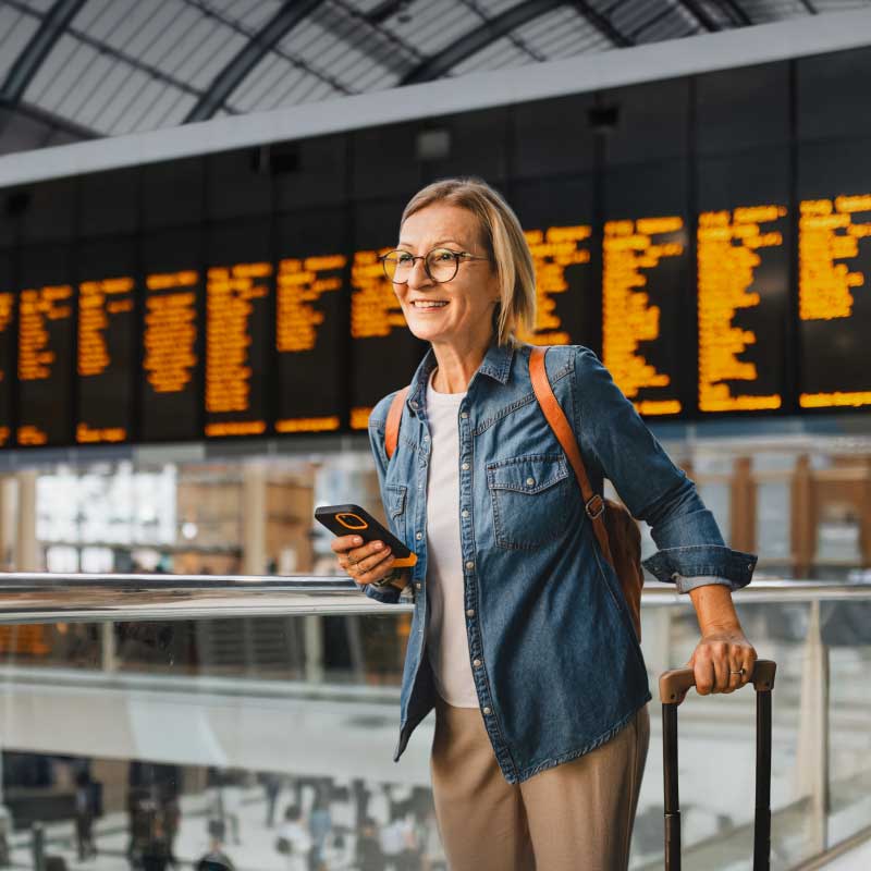 woman with a suitcase at the airport