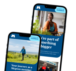 Phones showing the Skipton email